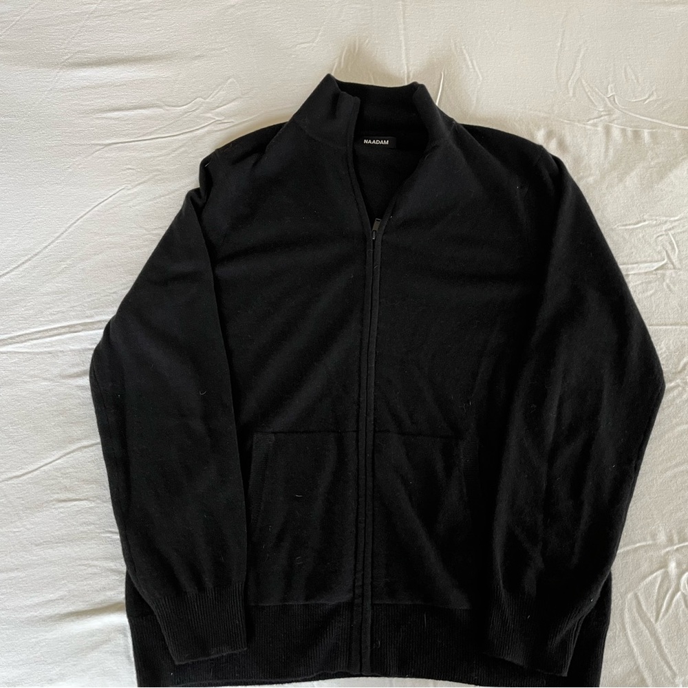 Men’s NAADAM cashmere zip cardigan - black - size L